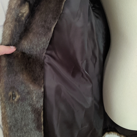 Vintage Faux Mink Brown Coat S - Picture 6 of 12